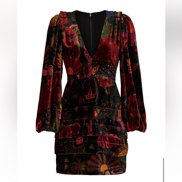 FARM Rio Crazy Mix Velvet Mini Dress XS - Picture 5 of 5